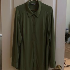 Green Plus Size Button Down Blouse